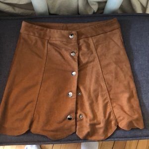 Suede button up skirt